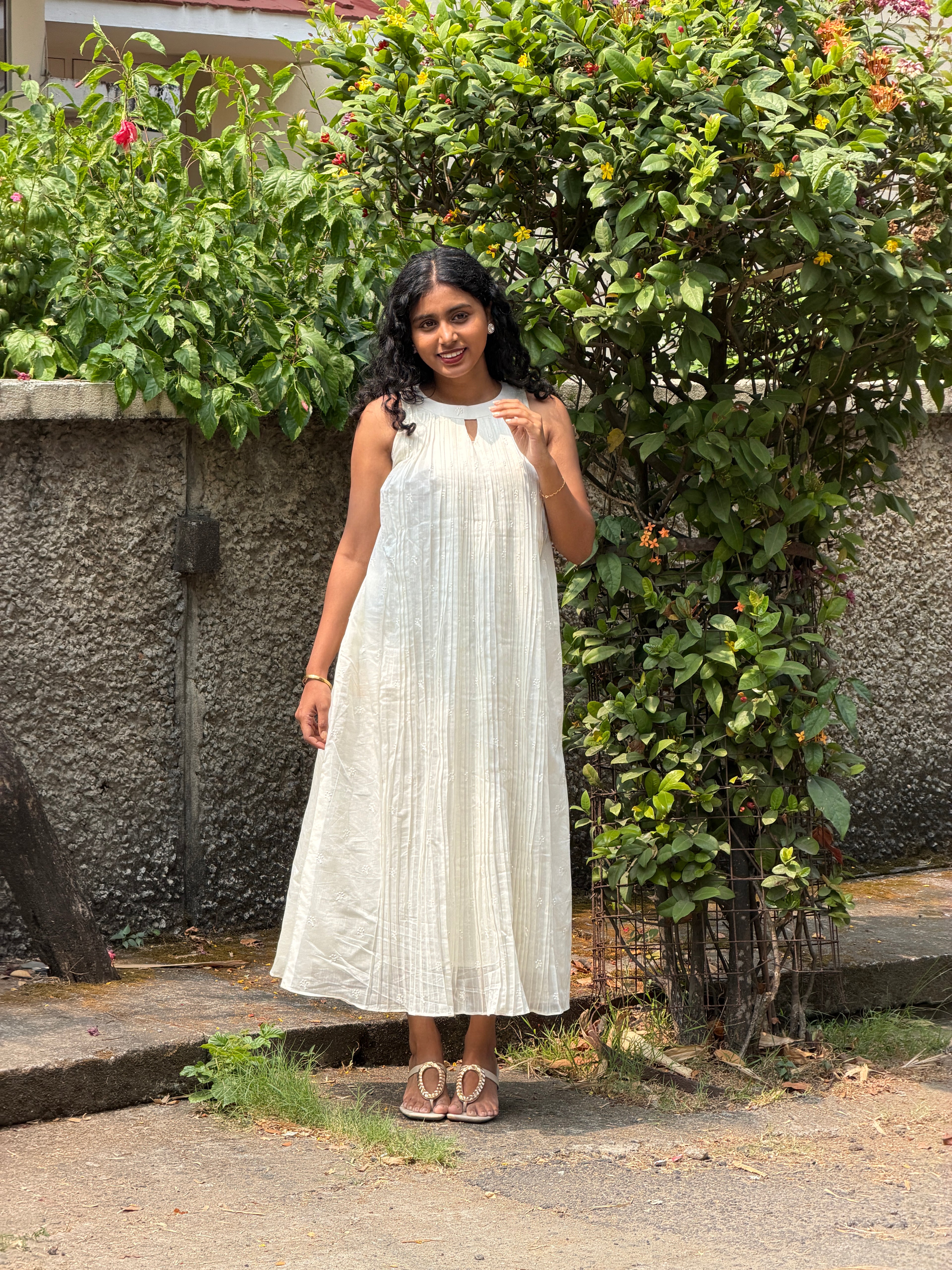 Ivory Pure Chanderi Embroidered Dress