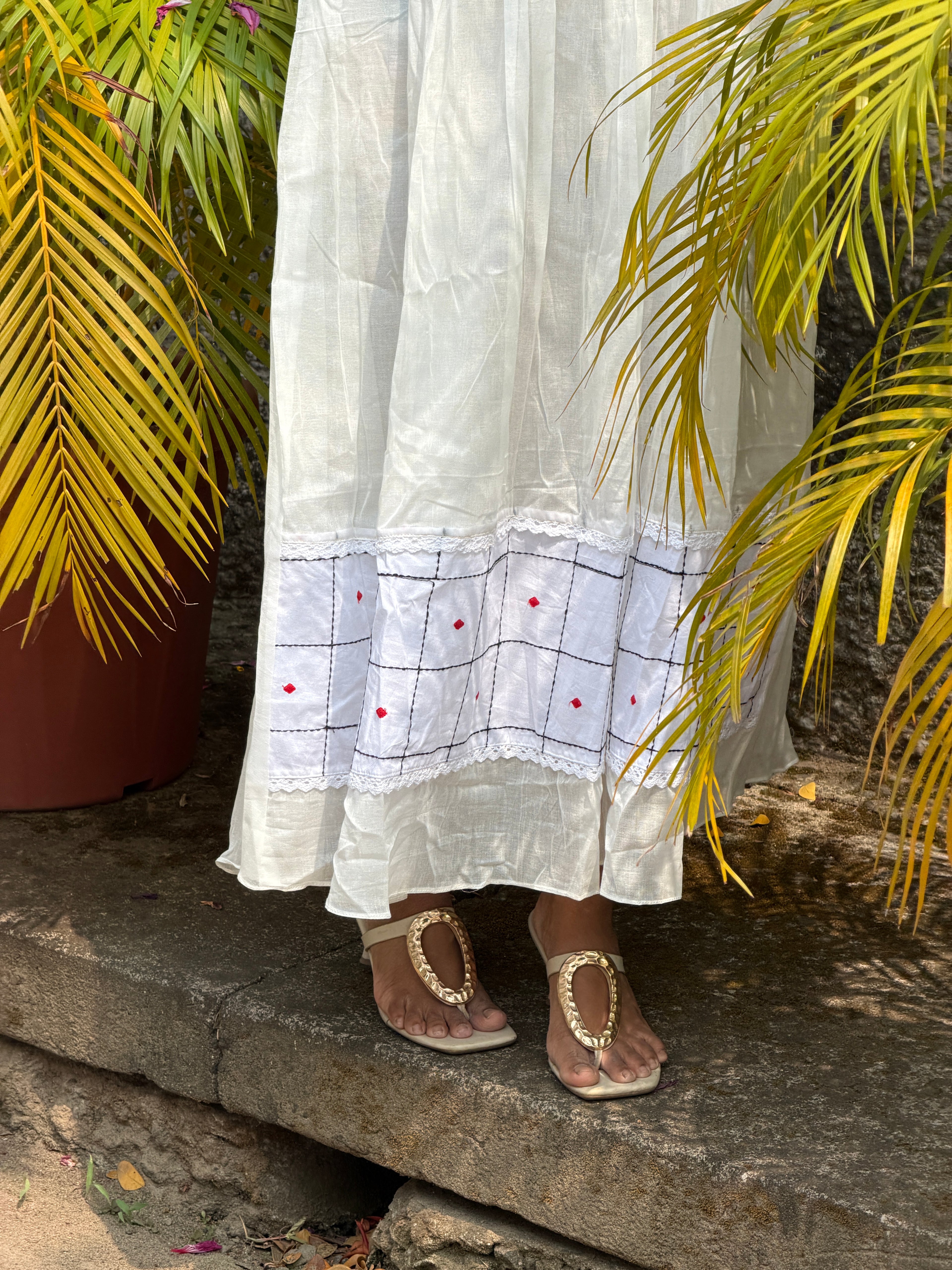 Pure mul cotton Embroidered Dress