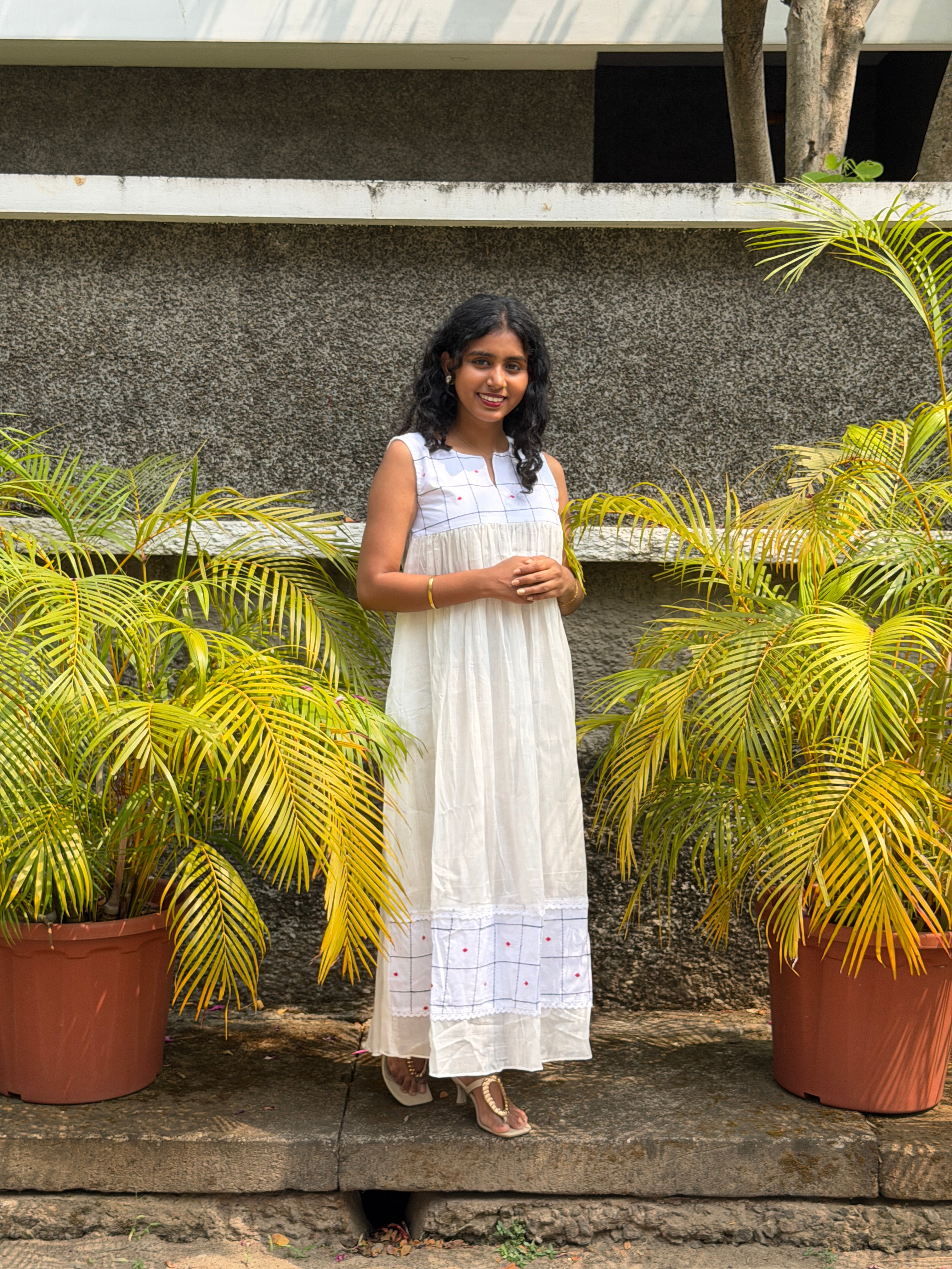 Pure mul cotton Embroidered Dress