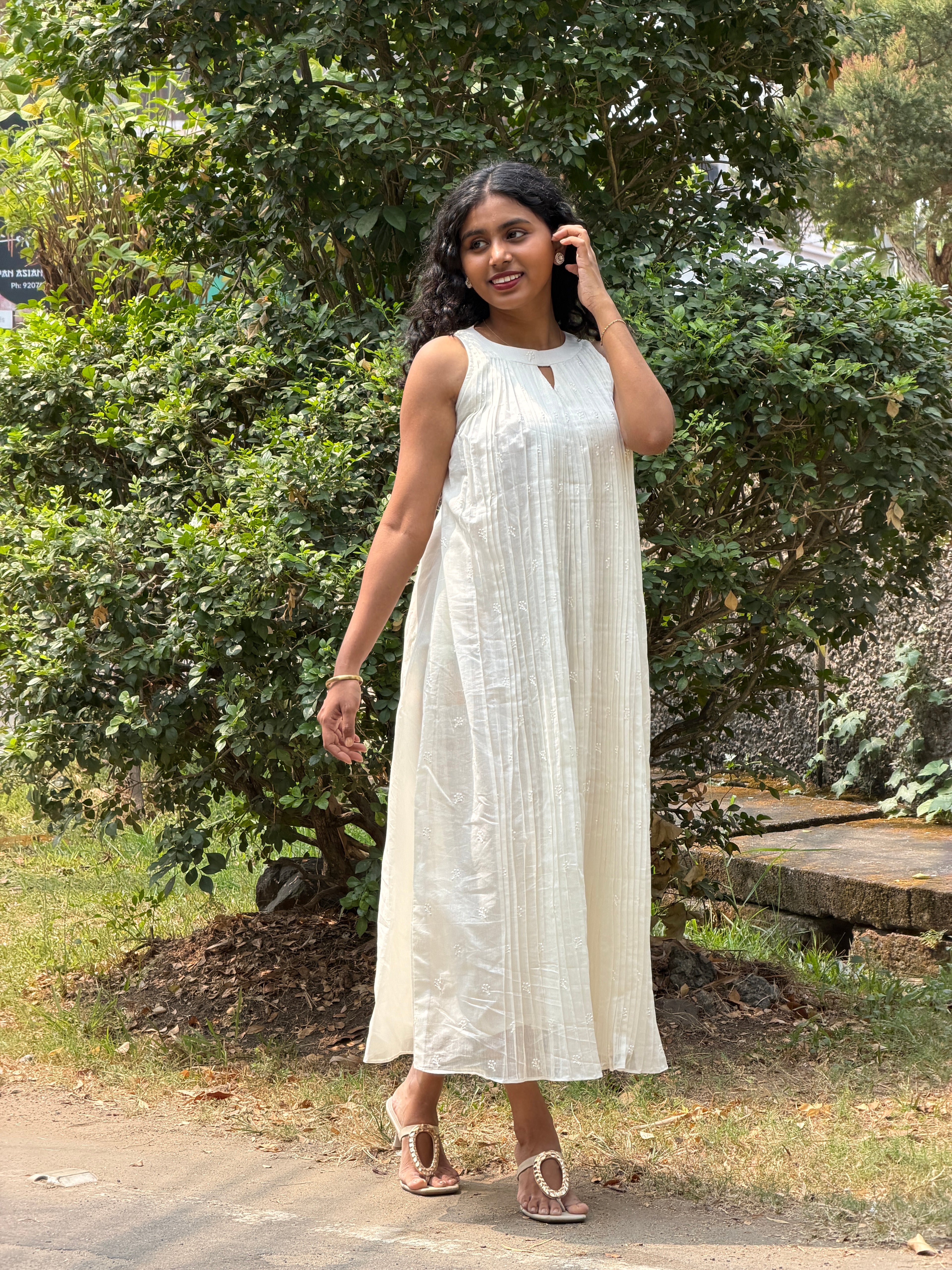 Ivory Pure Chanderi Embroidered Dress